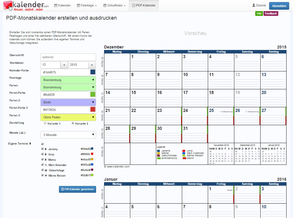 Informations zum Online Termine-Kalender - Kalender.com