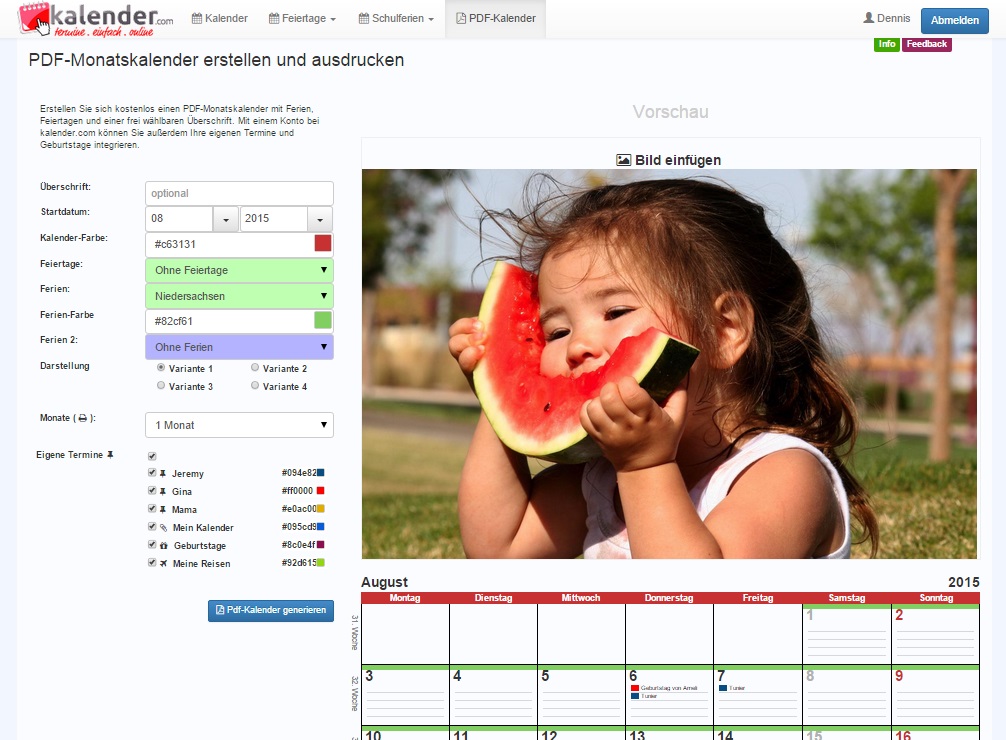 Informations zum Online Termine-Kalender - Kalender.com