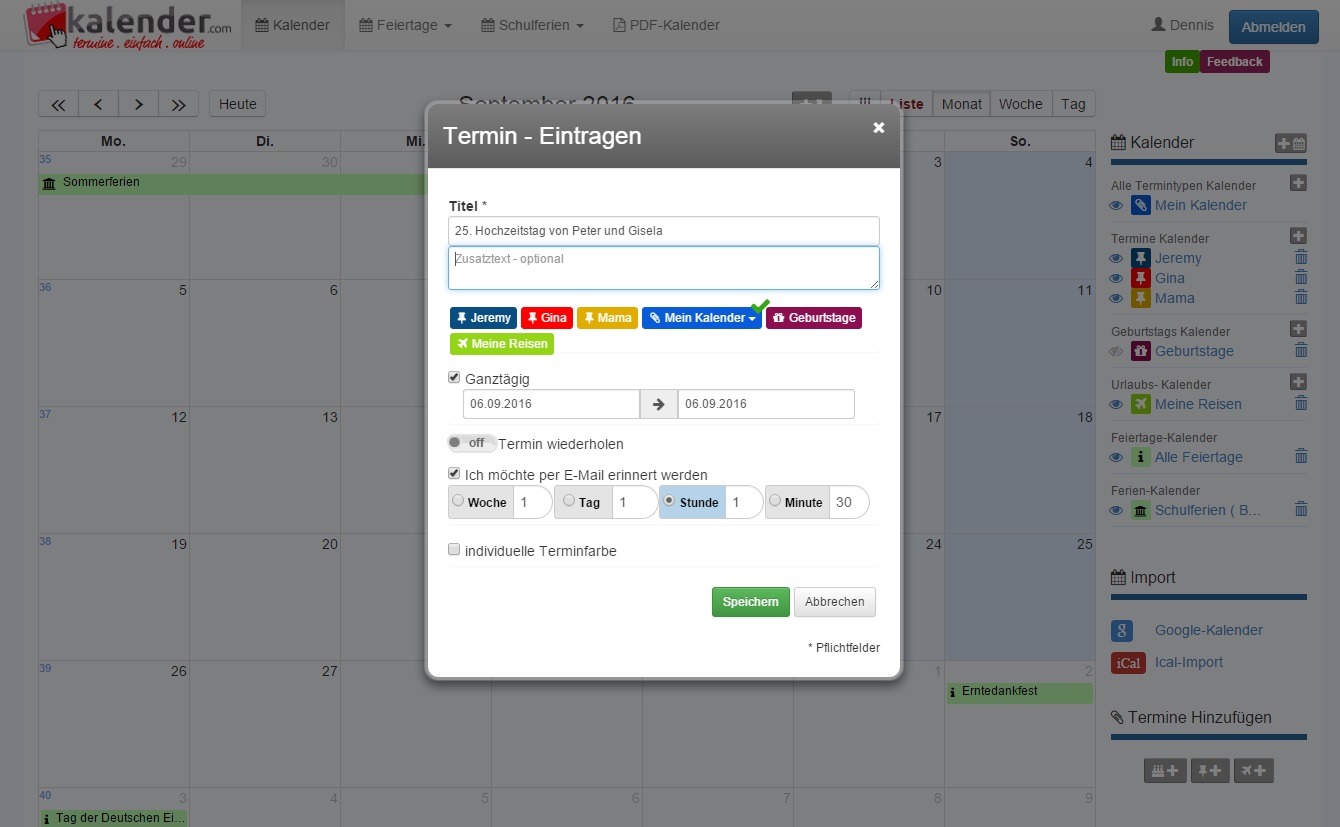 Informations zum Online TermineKalender